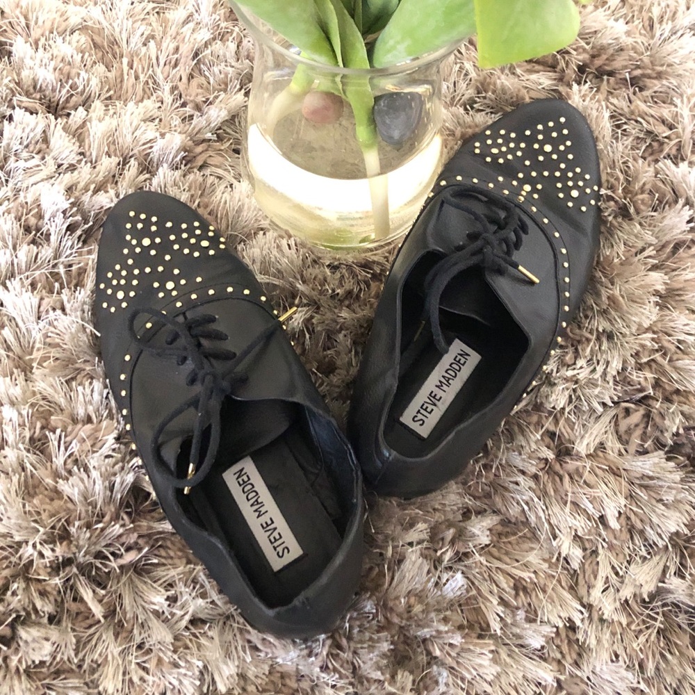 Steve Madden Gold Studded Design Tie Ups Shoes